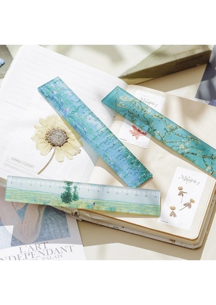 Selamlama Dalgası Stili Sanat Galerisi Boyama Düz Cetvel 15CM Akrilik Plastik Ölçme Kuralı Yıldızlı Gece Gün Doğumu Çiçek Ofis Okul Malzemeleri A6318 (Yurt Dışından) fırsatları