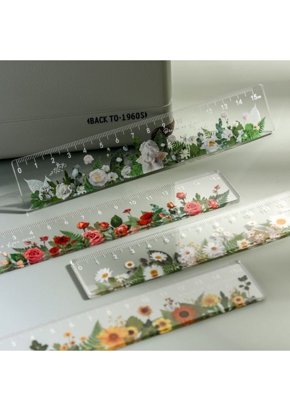 Xiao Huang Hua Tarzı 15 cm Papatya Gül Cetvel Işlevli Diy Çizim Araçları Öğrenci Çiçek Cetveller Çift Görevli Okul Ofis Malzemeleri Okul Malzemeleri (Yurt Dışından) fırsatları