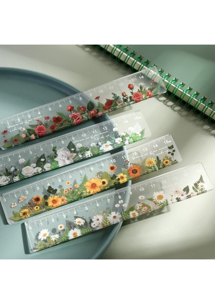 Xiao Huang Hua Tarzı 15 cm Papatya Gül Cetvel Işlevli Diy Çizim Araçları Öğrenci Çiçek Cetveller Çift Görevli Okul Ofis Malzemeleri Okul Malzemeleri (Yurt Dışından) indirimleri