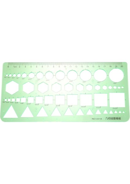 Yeşil Plastik Daireler Kareler Altıgenler Geometrik Şablon Cetvel (Yurt Dışından)