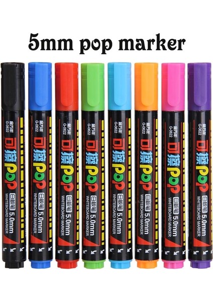 5mm 8 Renk Stili Genvana 8 Karışık Renkli Kuru Silme Beyaz Tahta Pop Işaretleyiciler Silme Beyaz Tahta Doldurulabilir Işaretleyiciler Keski Ucu Düşük Koku (Yurt Dışından)