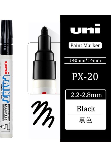 Siyah Stil 1 Parça Mitsubx Renkler Su Geçirmez Araba Lastiği Lastik Sırtı Kauçuk Metal Kalıcı Boya Marker Kalem (Yurt Dışından)