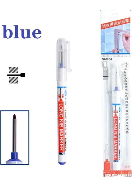 1 Adet Mavi Stil Uzun Kafa Işaretleyiciler Banyo Ağaç Işleme Dekorasyon Çok Amaçlı Derin Delik Işaretleyici Kalemler Sanat Okulu Boyama Çizim Malzemeleri (Yurt Dışından)