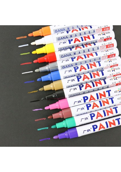 Siyah Stil Renkler Su Geçirmez Araba Lastiği Lastik Sırtı Kauçuk Metal Kalıcı Boya Marker Kalem Sabit Boyama Malzemeleri (Yurt Dışından)