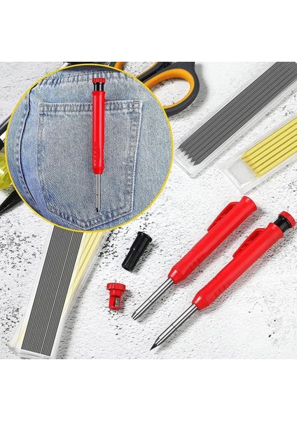 Siyah Doldurma Stili Marangoz Kalemi ve Dolum Kabloları Dahili Kalemtıraş Mekanik Derin Alet Işaretleyici Işaretleme Işaretleyici Kalem Deliği O2S6 (Yurt Dışından) modelleri