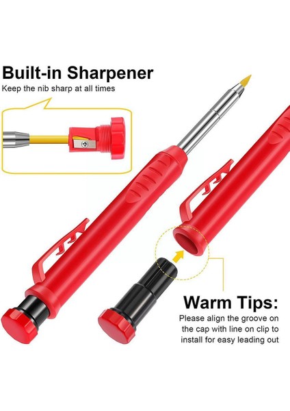 Siyah Doldurma Stili Marangoz Kalemi ve Dolum Kabloları Dahili Kalemtıraş Mekanik Derin Alet Işaretleyici Işaretleme Işaretleyici Kalem Deliği O2S6 (Yurt Dışından) fırsatları