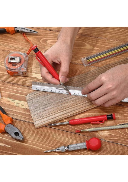 Siyah Doldurma Stili Marangoz Kalemi ve Dolum Kabloları Dahili Kalemtıraş Mekanik Derin Alet Işaretleyici Işaretleme Işaretleyici Kalem Deliği O2S6 (Yurt Dışından) indirimleri