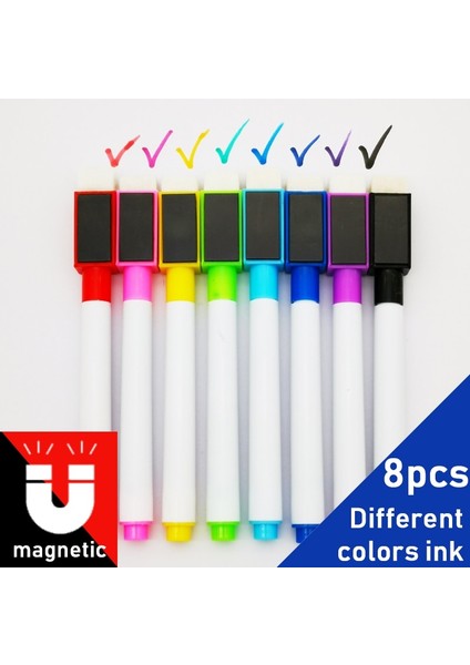 E 8 Adet Siyah Stil 8 Adetlot Renkli Siyah Okul Sınıf Malzemeleri Manyetik Beyaz Tahta Kalem Işaretleyiciler Kuru Silgi Sayfaları Çocuk Cetvel Kalemi (Yurt Dışından) fiyatları