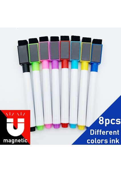 E 8 Adet Siyah Stil 8 Adetlot Renkli Siyah Okul Sınıf Malzemeleri Manyetik Beyaz Tahta Kalem Işaretleyiciler Kuru Silgi Sayfaları Çocuk Cetvel Kalemi (Yurt Dışından) fırsatları