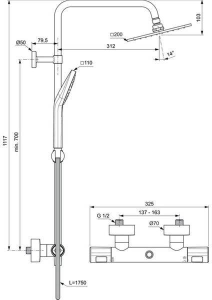 A7240AA Ceratherm T100 Termostatik Duş Sistemi