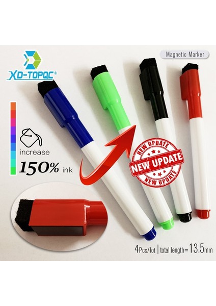 4 Adet 13.5cm Marker Stili Lot Silinebilir Manyetik Renkli Beyaz Tahta Marker Okul Su Geçirmez Çocuk Cetvel Kalemi Kuru Beyaz Tahta Işaretleyiciler (Yurt Dışından)