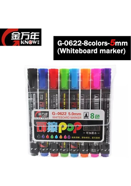 G-0622-8RENK Stili Know Pop Beyaz Tahta Markerınk 8 Renk Su Bazlı Tekrarlanan Doldurma Silinebilir Kalem Reklamposter Kalemi G (Yurt Dışından)