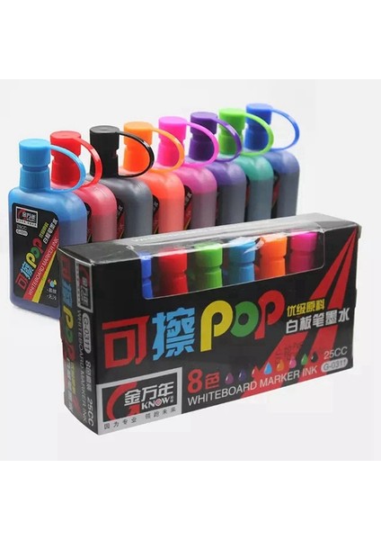 G-0622-8RENK Stili Know Pop Beyaz Tahta Markerınk 8 Renk Su Bazlı Tekrarlanan Doldurma Silinebilir Kalem Reklamposter Kalemi G (Yurt Dışından) modelleri