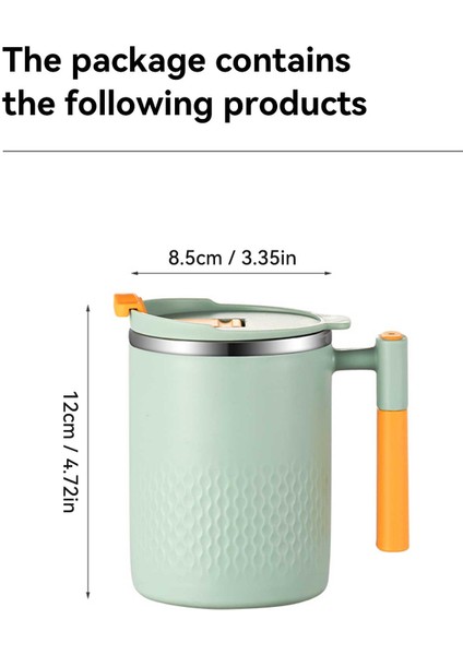 Paslanmaz Çelik Kahve Fincanı Kapaklı Kupa Kahve Kupa Çift Duvar Saplı Isıya Dayanıklı Drinkware (Yurt Dışından)