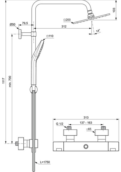 A7540AA Ceratherm C100 Termostatik Duş Sistemi