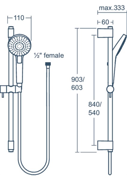 B2233AA Idealrain Evo Round 110 Sürgülü Duş Seti-60 cm Sürgü