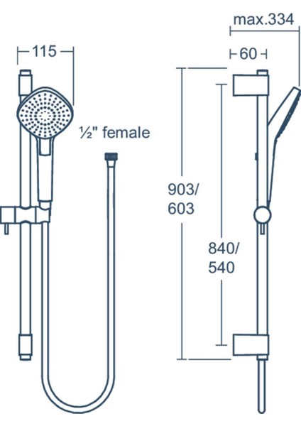 B2234AA Idealrain Evo Diamond 115 Sürgülü Duş Seti-60 cm Sürgü