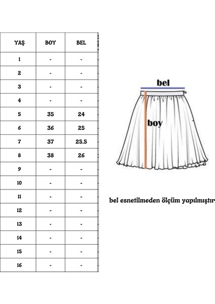 Viskon Kız Çocuk 5-8 Yaş Şort Etek