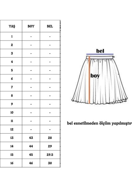 Viskon 13-16 Yaş Şort Etek