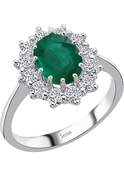 Pırlanta ve Oval Zümrüt Taşlı Büyük Anturaj Yüzük 040404R0409