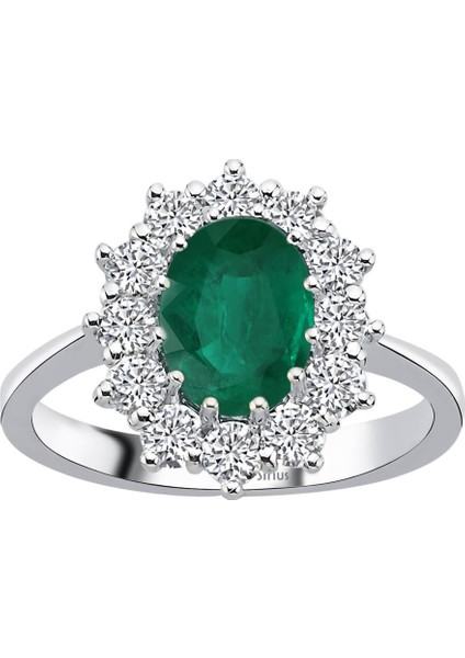 Pırlanta ve Oval Zümrüt Taşlı Büyük Anturaj Yüzük 040404R0409 fiyatları