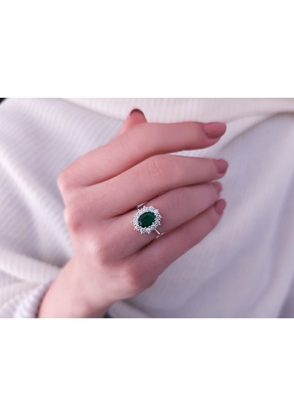 Pırlanta ve Oval Zümrüt Taşlı Büyük Anturaj Yüzük 040404R0409 modelleri