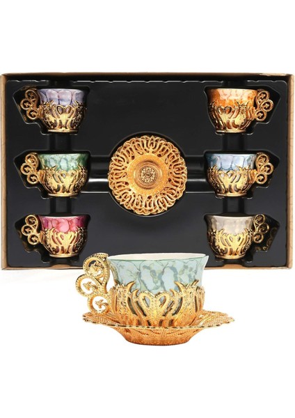 Türk Kahvesi Sunum Seti Metal Kahve Fincan Takımı Kahve Fincanı Kahvesi Espresso Fincanı Porselen
