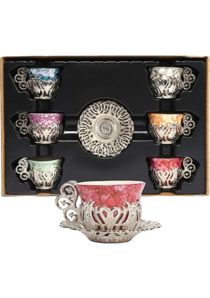 Türk Kahvesi Sunum Seti Metal Kahve Fincan Takımı Kahve Fincanı Kahvesi Espresso Fincanı Porselen