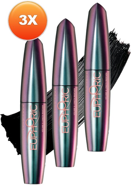 Euphoric Volume And Length Maskara 10 Ml. Blackest Black Üçlü Set fiyatları