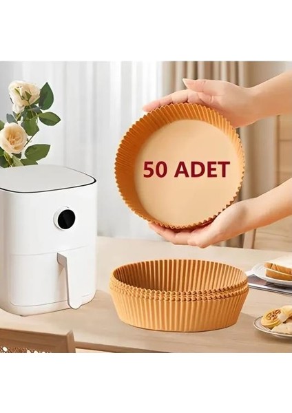 50 Adet Yanmaz Yapışmaz Airfryer Pişirme Kağıdı 20 cm