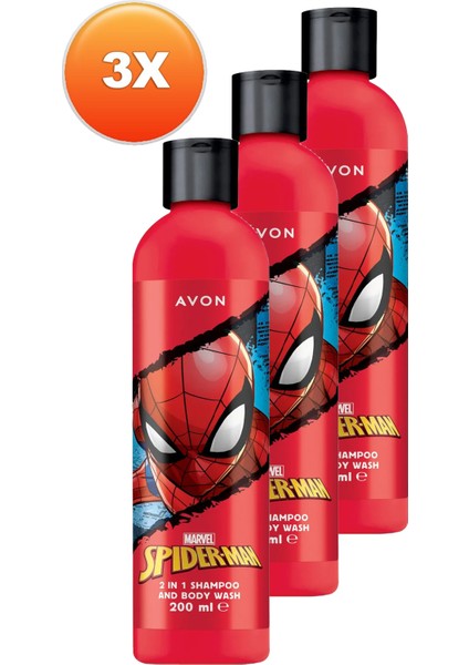 Marvel Spider Man Saç ve Vücut Şampuanı 200 Ml. Üçlü Set