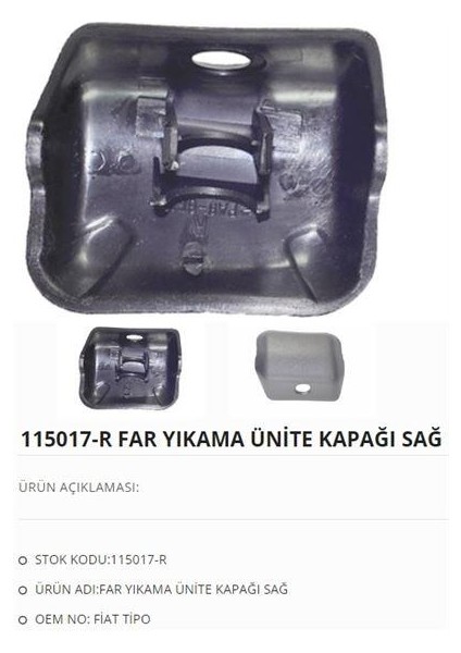 Far Yıkama Ünıtesı Kapağı Sağ Sol Tıpo