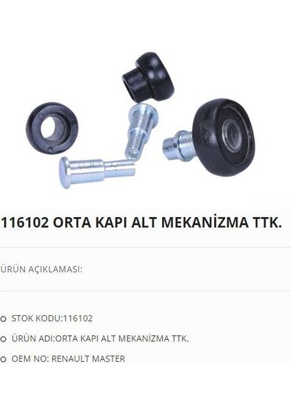 Orta Kapı Mekanizması Alt Tamir Takımı Master Movano