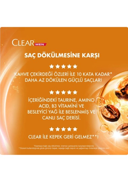 Men Kepeğe Karşı Etkili Şampuan Saç Dökülmesine Karşı Kahve Çekirdeği Özü 350 ml