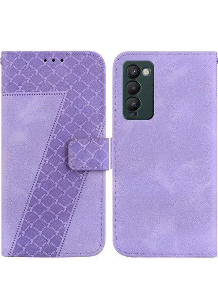 Tecno Camon 18/18P Pu Deri Cüzdan Kabartmalı Desen Flip Için Telefon Kılıfı (Yurt Dışından)