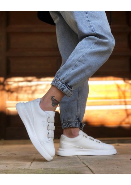 Erkek Siyah Üç Bantlı Sneaker Taban Mevsimlik Günlük Ayakkabı