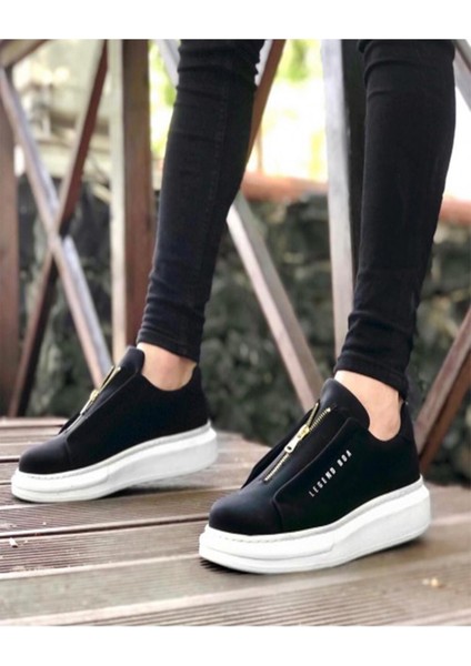 Erkek Cilt Deri Fermuarlı Sneaker Mevsimlik Günlük Ayakkabı