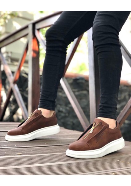 Erkek Cilt Deri Fermuarlı Sneaker Ortopedik Mevsimlik Günlük Ayakkabı