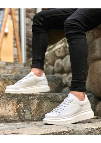 Erkek Cilt Deri Bağcıklı Sneaker Mevsimlik Günlük Ayakkabı