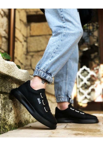 Erkek Siyah Üç Bantlı Sneaker Ortopedik Taban Mevsimlik Günlük Ayakkabı fiyatları