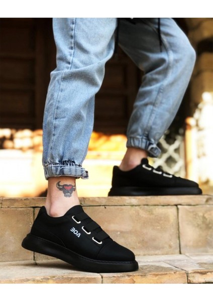Erkek Siyah Üç Bantlı Sneaker Ortopedik Taban Mevsimlik Günlük Ayakkabı modelleri