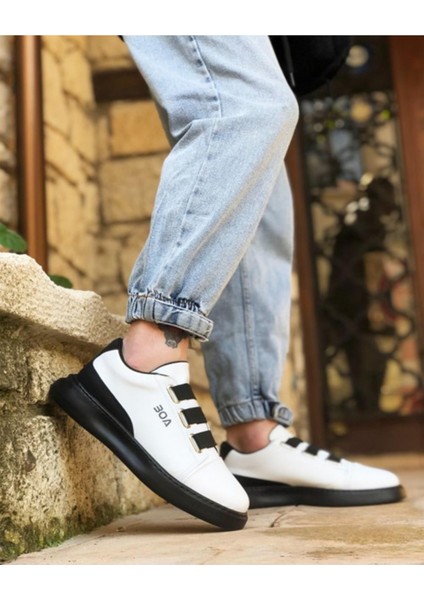 Erkek Siyah Üç Bantlı Sneaker Ortopedik Taban Mevsimlik Günlük Ayakkabı fiyatları