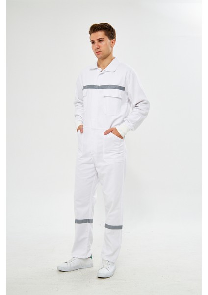 Bütün Iş Tulumu Reflektörlü %100 Pamuk Beyaz fiyatları