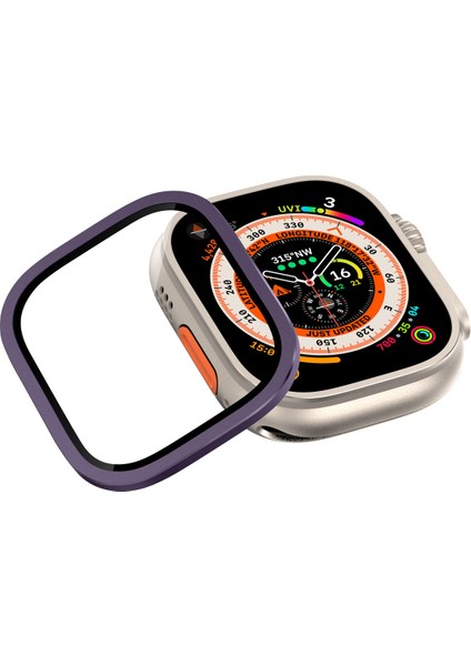 Watch Ultra 49 mm Uyumlu Metal Çerçeveli Renkli Ekran Koruyucu Temperli Cam Üstün Koruma modelleri