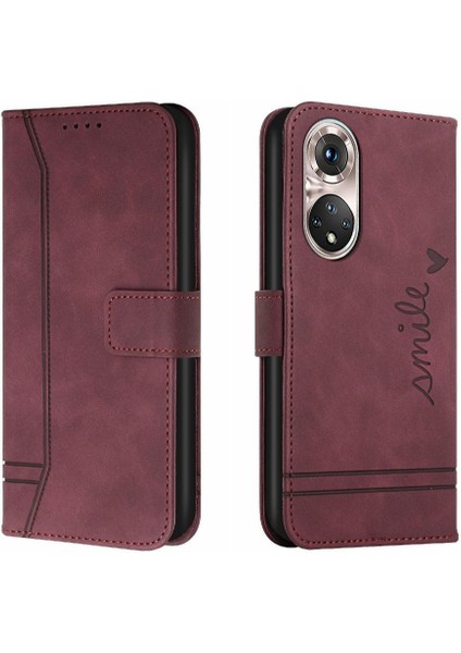 Telefon Kılıfı Için Huawei P50 Pro Pu Deri Flip Folio Cüzdan Manyetik El (Yurt Dışından)