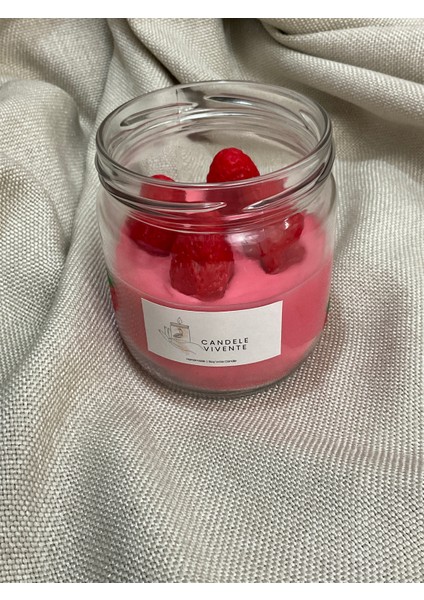 Candele Vivente - Çilekli Mum - Çilek Kokulu Mum -El Yapımı Soya Wax Mum -Hediye Mum