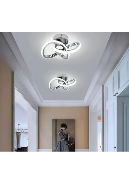 Modern Plafonyer Tavan LED Avize Krom Beyaz Işık BURENZE758