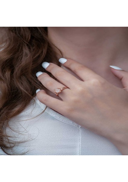 Gümüş Rose Beyaz Lotus Çiçeği Yüzük modelleri