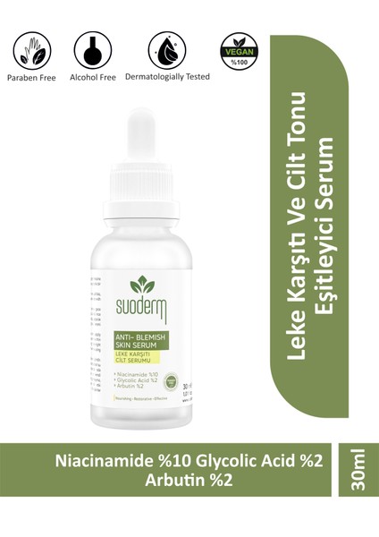 Anti-Blemish Skin Care Serum Niacinamide %10 Glycolic Acid %2 Arbutin %2