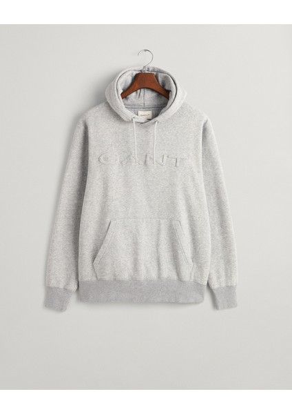 Erkek Gri Regular Fit Kapüşonlu Logolu Sweatshirt 2007073.93
